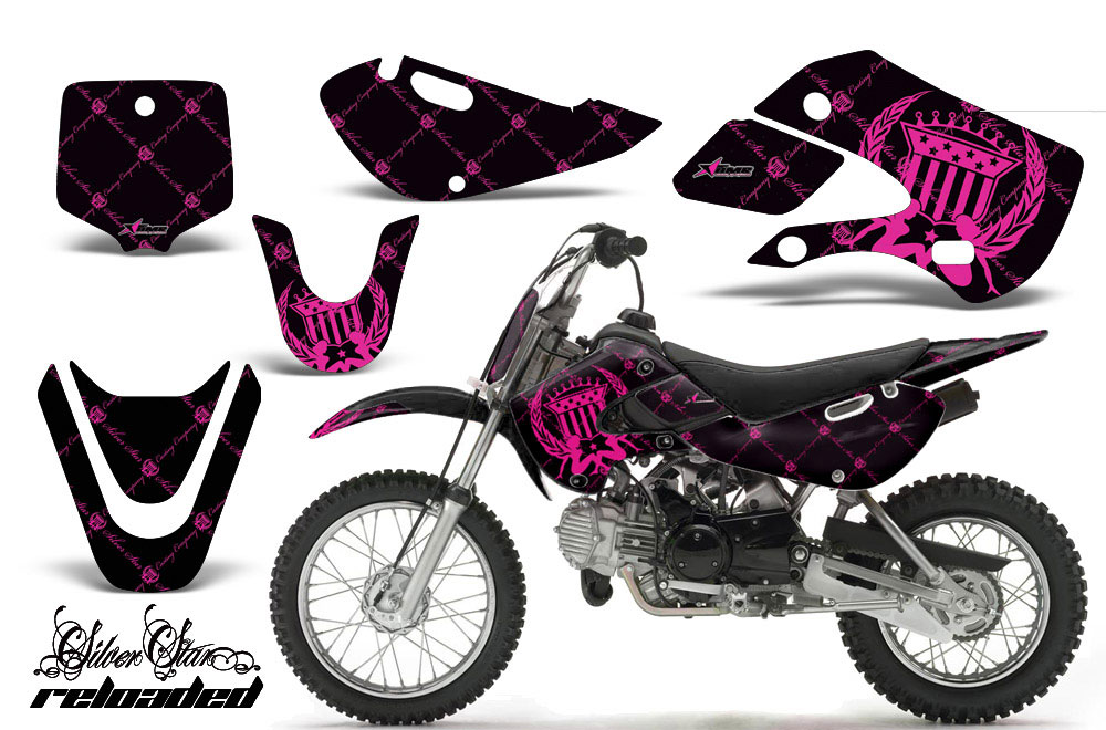 Suzuki RM 65 Dirt Bike Graphic Kit - All Years Silver Star - Reloaded Pink