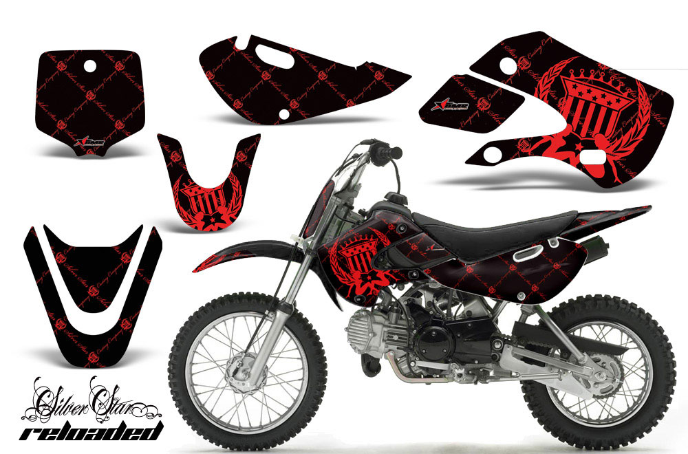 Suzuki RM 65 Dirt Bike Graphic Kit - All Years Silver Star - Reloaded Red