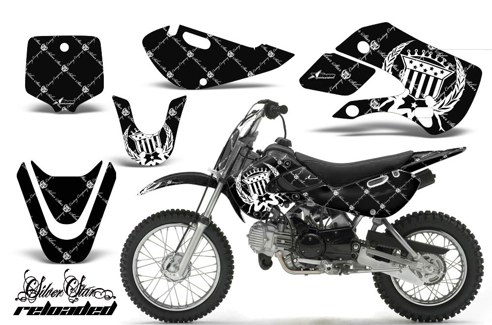 Suzuki DRZ 110 Dirt Bike Graphic Kit - All Years Silver Star - Reloaded White