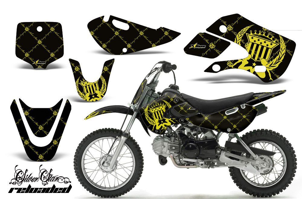 Suzuki RM 65 Dirt Bike Graphic Kit - All Years Silver Star - Reloaded Yellow