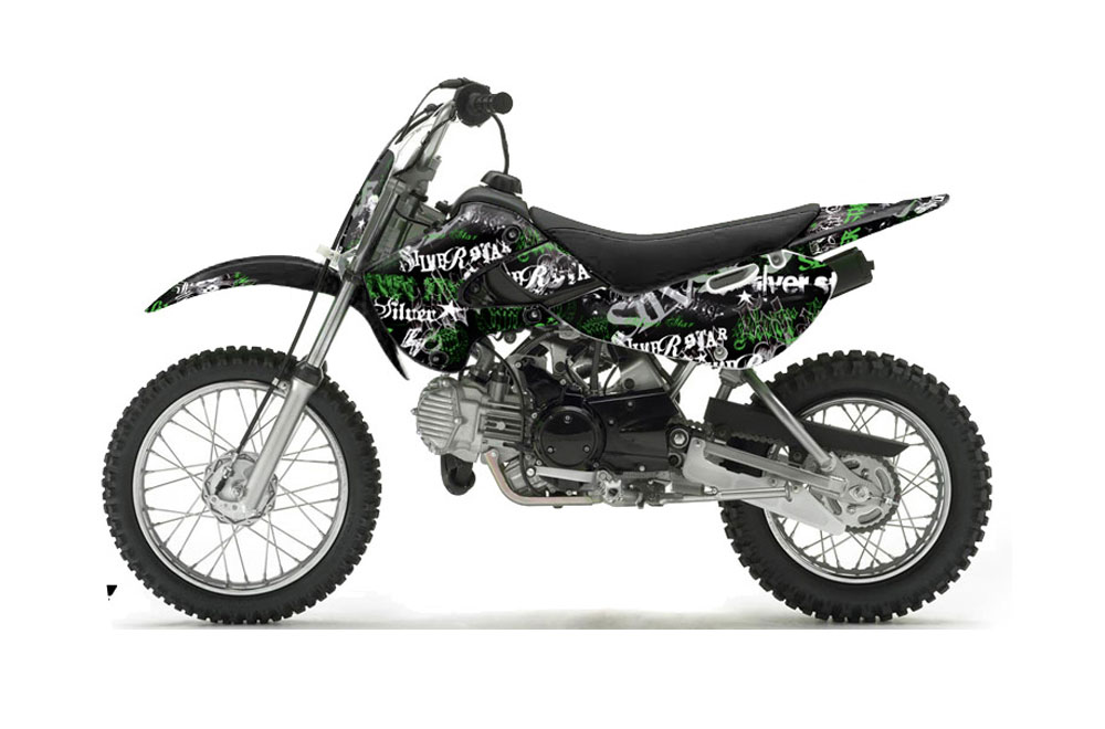 Suzuki DRZ 110 Dirt Bike Graphic Kit - All Years Silver Star - Silverhaze Green