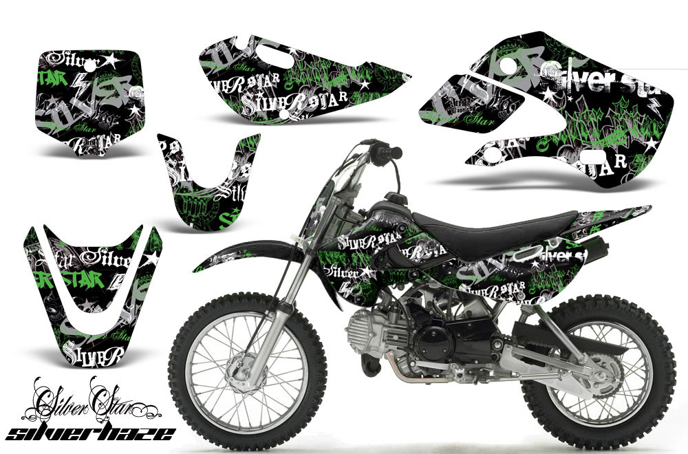 Suzuki DRZ 110 Dirt Bike Graphic Kit - All Years Silver Star - Silverhaze Green