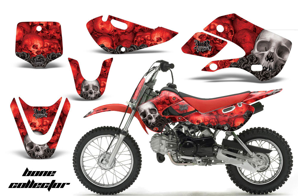 Suzuki RM 65 Dirt Bike Graphic Kit - All Years Bone Collector Red