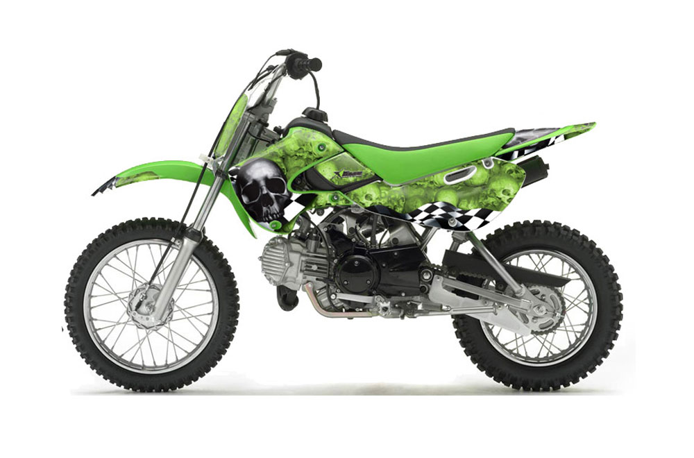 Suzuki DRZ 110 Dirt Bike Graphic Kit - All Years Checkered Skull Green