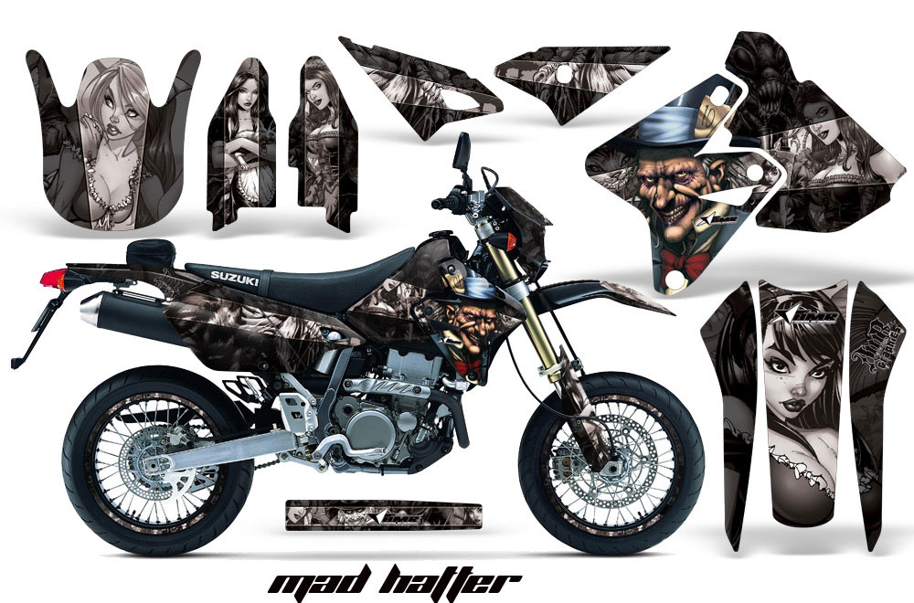 Suzuki DRZ 400 S Metal Tank Dirt Bike Graphic Kit - 2000-2018 Mad Hatter Black