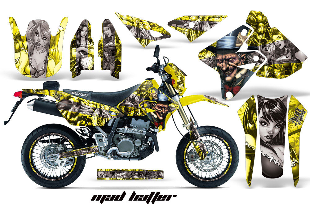 Suzuki DRZ 400 S Metal Tank Dirt Bike Graphic Kit - 2000-2018 Mad Hatter Yellow
