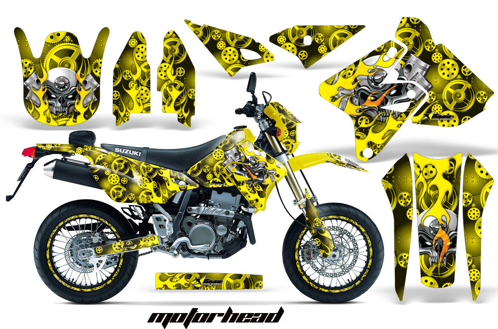 Suzuki DRZ 400 S Metal Tank Dirt Bike Graphic Kit - 2000-2018 Motorhead Yellow