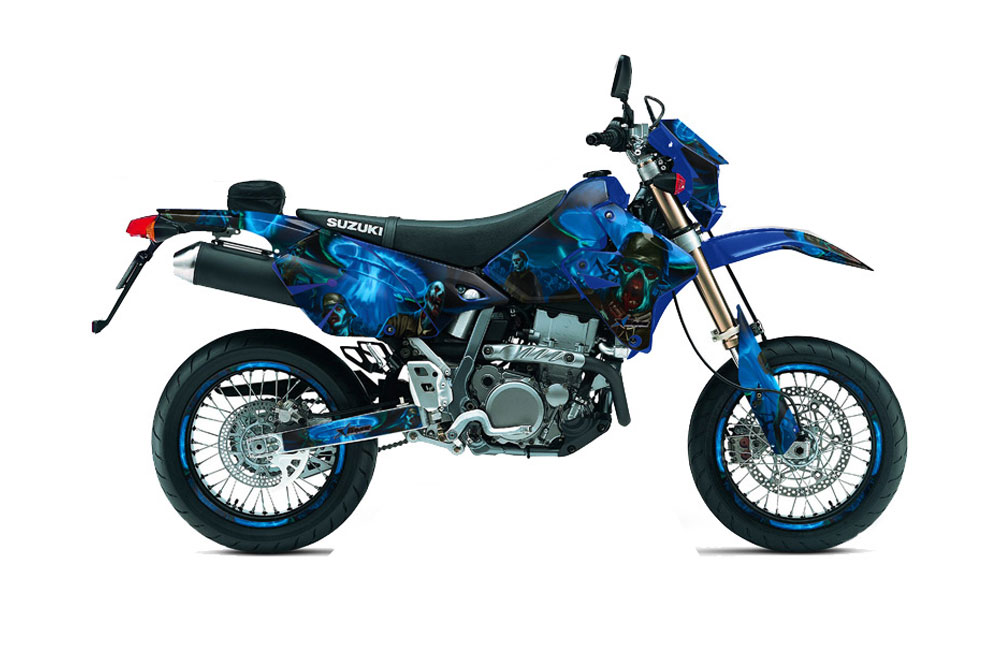 Suzuki DRZ 400 S Metal Tank Dirt Bike Graphic Kit - 2000-2018 Zombie Trooper Blue