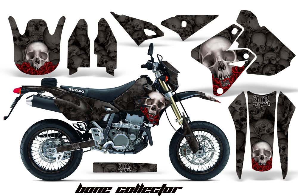 Suzuki DRZ 400 S Metal Tank Dirt Bike Graphic Kit - 2000-2018 Bone Collector Black