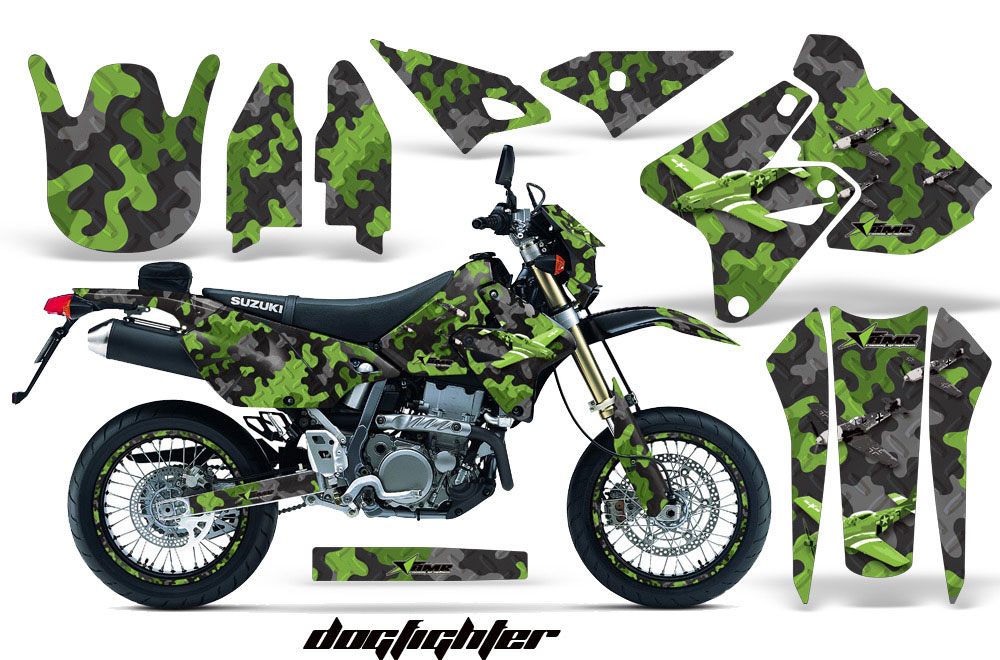 Suzuki DRZ 400 S Metal Tank Dirt Bike Graphic Kit - 2000-2018 Dog Fighter Green