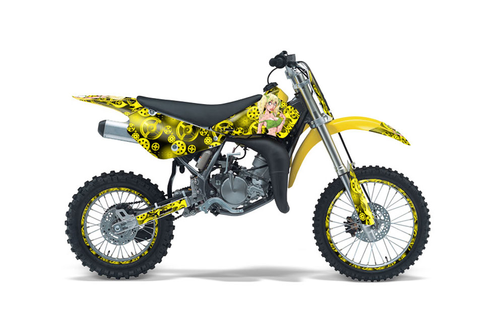 Suzuki RM 85 Dirt Bike Graphic Kit - 2002-2015 Motorhead Mandy Yellow