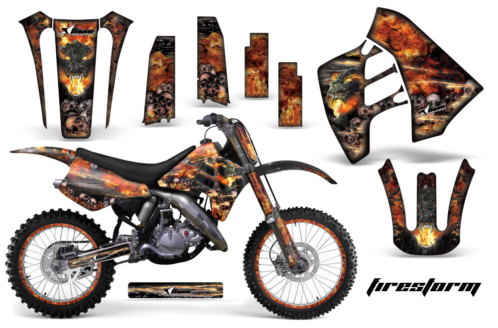 Suzuki RM 125 Dirt Bike Graphic Kit - 1992 Firestorm Black