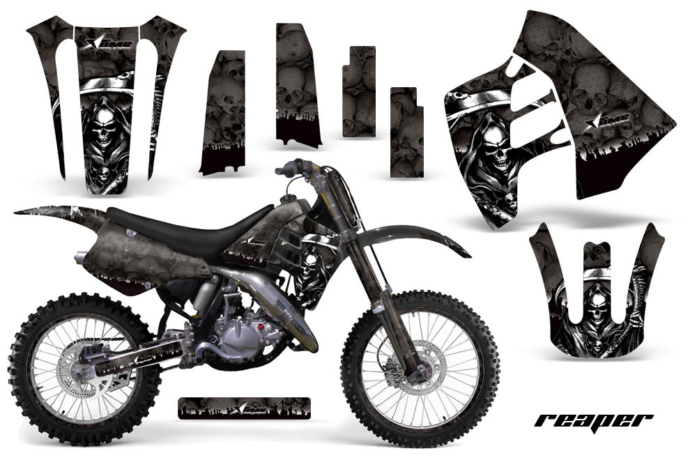 Suzuki RM 125 Dirt Bike Graphic Kit - 1992 Reaper Black
