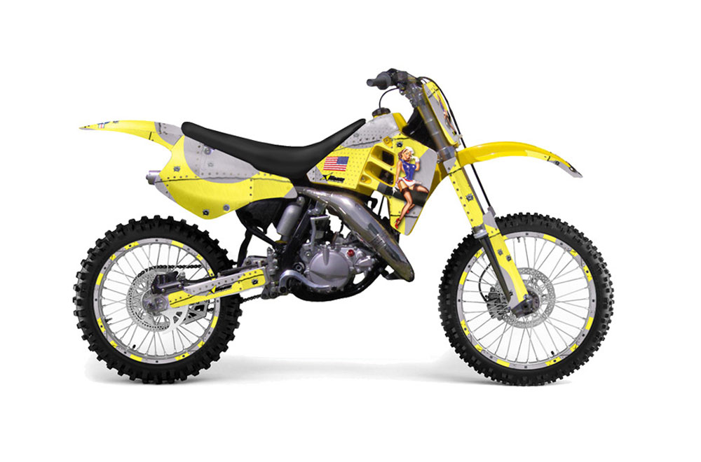 Suzuki RM 125 Dirt Bike Graphic Kit - 1992 T Bomber Yellow