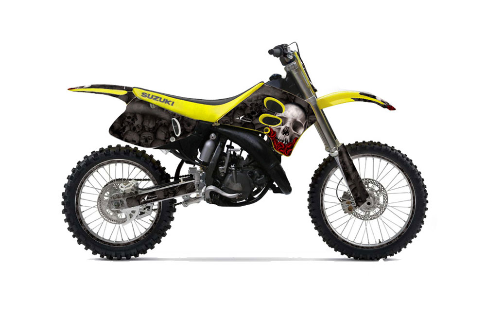 Suzuki RM 125 Dirt Bike Graphic Kit - 1993-1995 Bone Collector Black