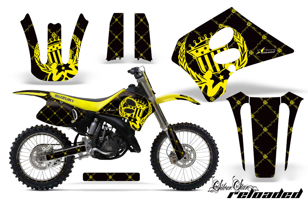 Suzuki RM 125 Dirt Bike Graphic Kit - 1993-1995 Silver Star - Reloaded Yellow
