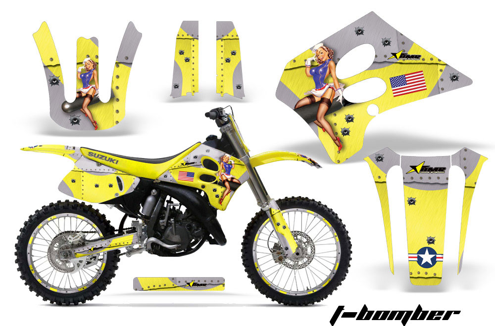 Suzuki RM 125 Dirt Bike Graphic Kit - 1993-1995 T Bomber Yellow