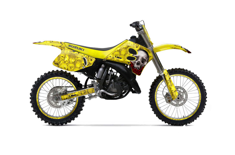 Suzuki RM 125 Dirt Bike Graphic Kit - 1993-1995 Bone Collector Yellow