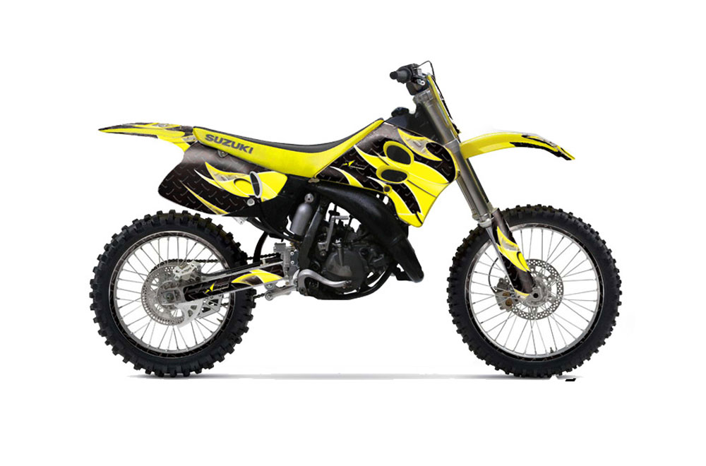 Suzuki RM 125 Dirt Bike Graphic Kit - 1993-1995 Tribal Flames Yellow