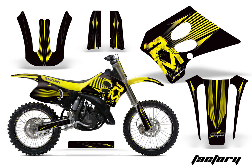 Suzuki RM 125 Dirt Bike Graphic Kit - 1993-1995 Factory Yellow