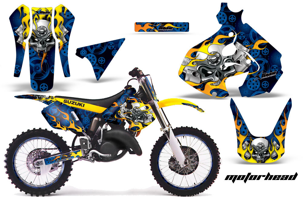 Suzuki RM 125 Dirt Bike Graphic Kit - 1999-2000 Motorhead Blue