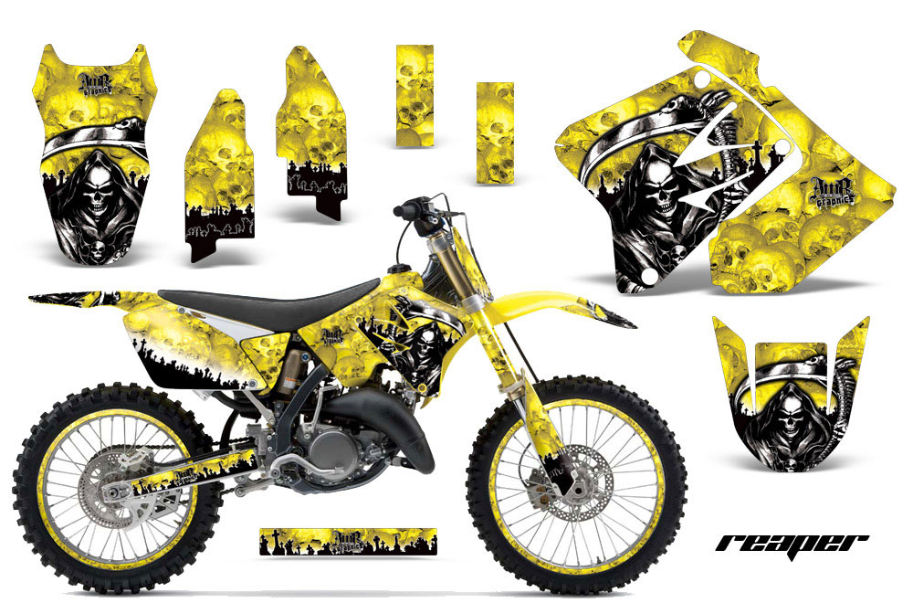 Suzuki RM 250 Dirt Bike Graphic Kit - 2001-2009 Reaper Yellow