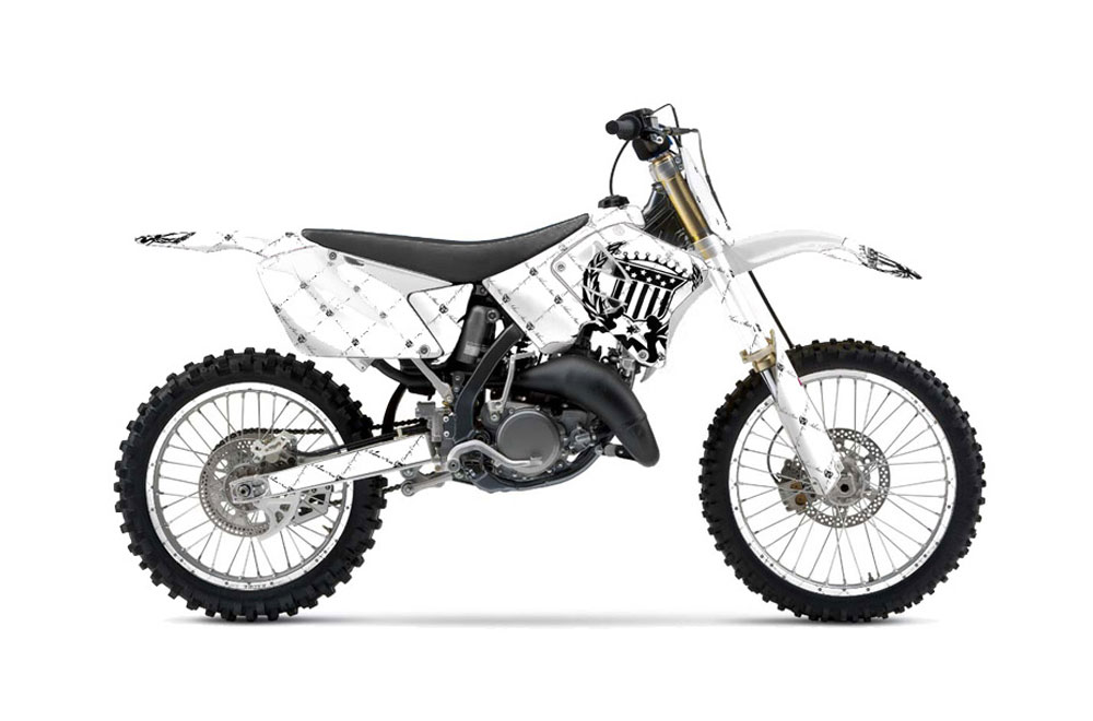 Suzuki RM 250 Dirt Bike Graphic Kit - 2001-2009 Silver Star - Reloaded White