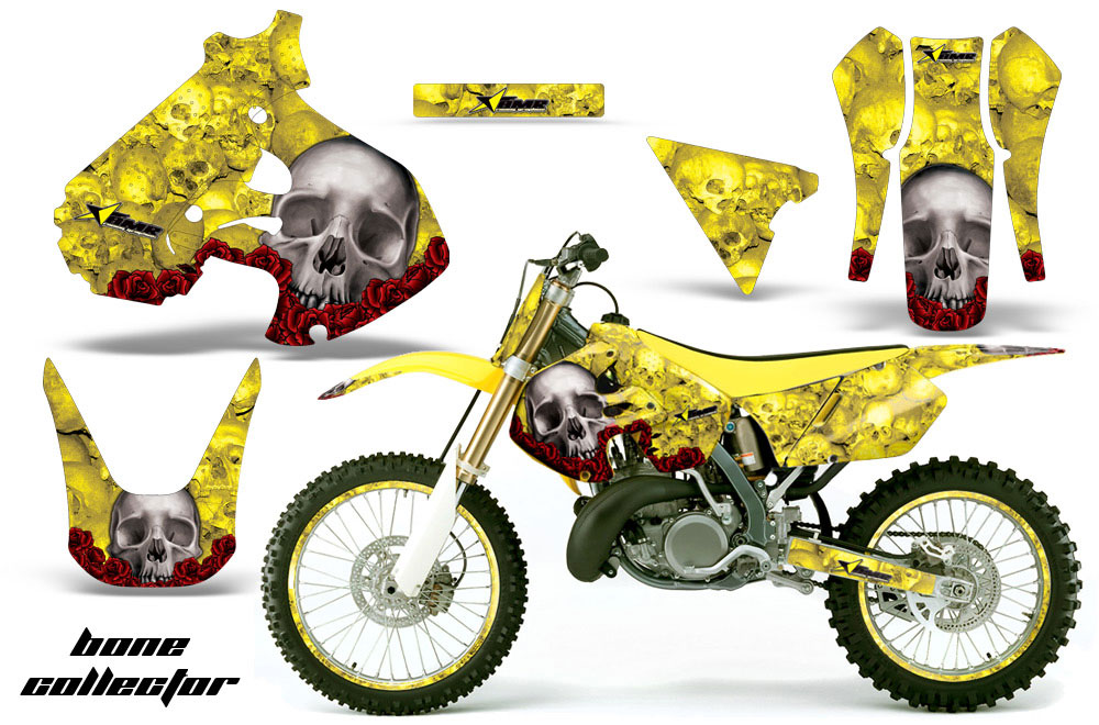 Suzuki RM 250 Dirt Bike Graphic Kit - 1999-2000 Bone Collector Yellow