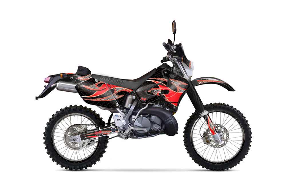 Suzuki RMX 250 S Dirt Bike Graphic Kit - 1996-1998 Tribal Flames Red