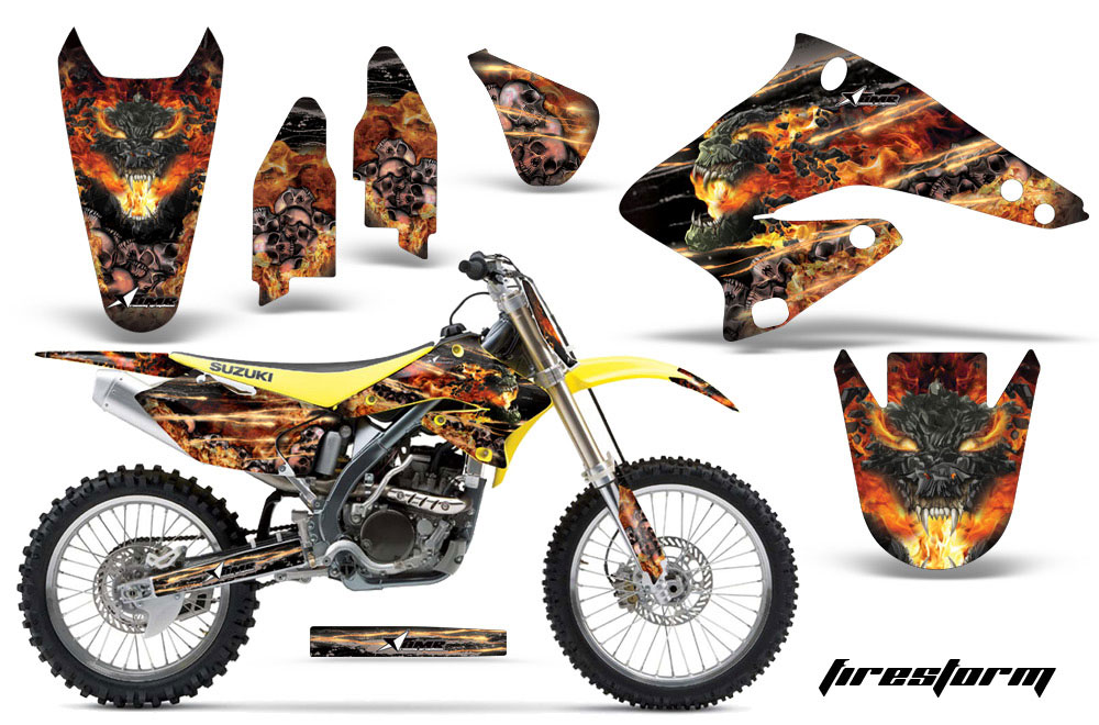 Suzuki RMZ 250 Dirt Bike Graphic Kit - 2004-2006 Firestorm Black