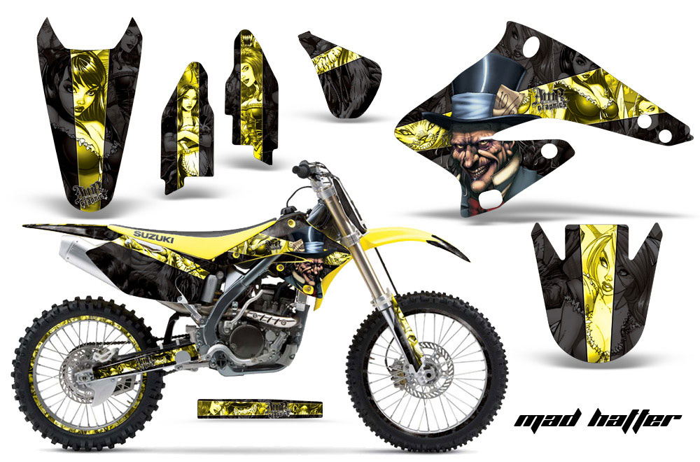 Suzuki RMZ 250 Dirt Bike Graphic Kit - 2004-2006 Mad Hatter Yellow