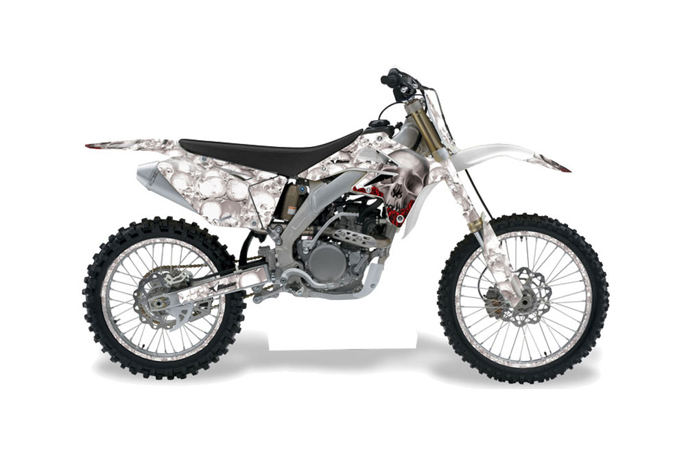 Suzuki RMZ 250 Dirt Bike Graphic Kit - 2007-2009 Bone Collector White