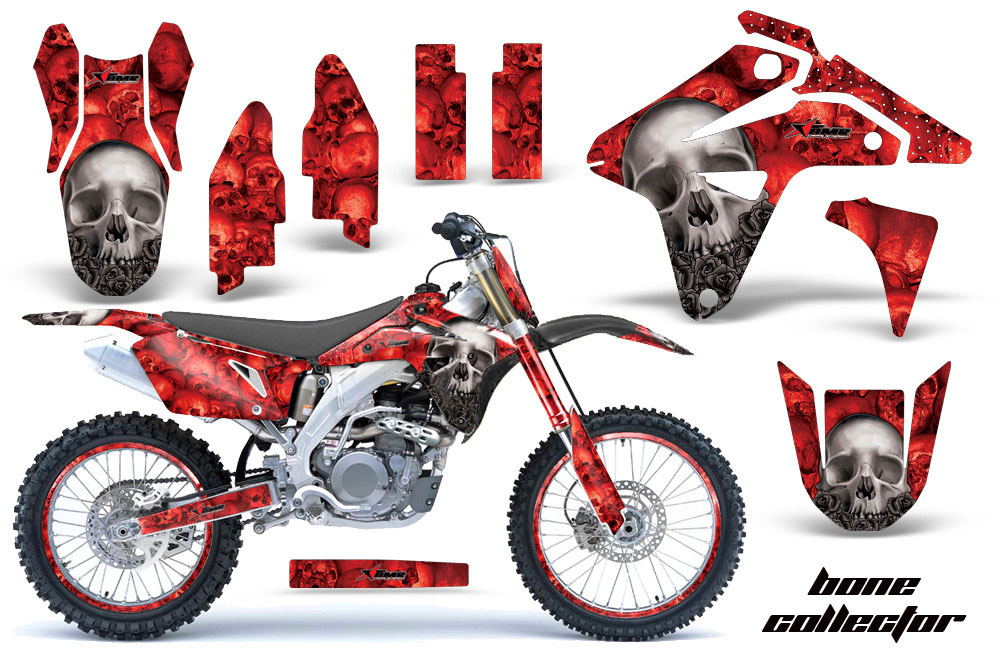 Suzuki RMZ 450 Dirt Bike Graphic Kit - 2007 Bone Collector Red