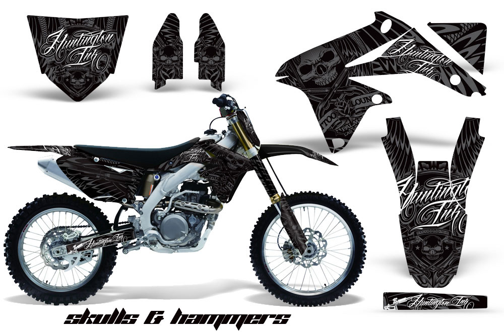 Suzuki RMZ 450 Dirt Bike Graphic Kit - 2008-2016 Skulls and Hammers Silver