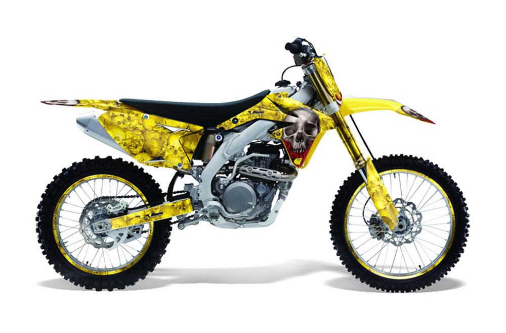 Suzuki RMZ 450 Dirt Bike Graphic Kit - 2008-2016 Bone Collector Yellow