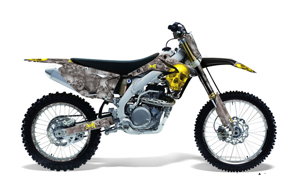 Suzuki RMZ 450 Dirt Bike Graphic Kit - 2008-2016 Bone Collector Yellow