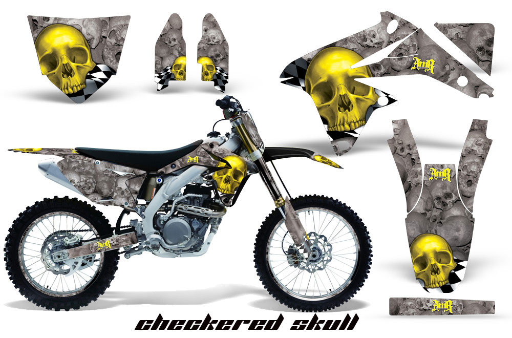Suzuki RMZ 450 Dirt Bike Graphic Kit - 2008-2016 Bone Collector Yellow