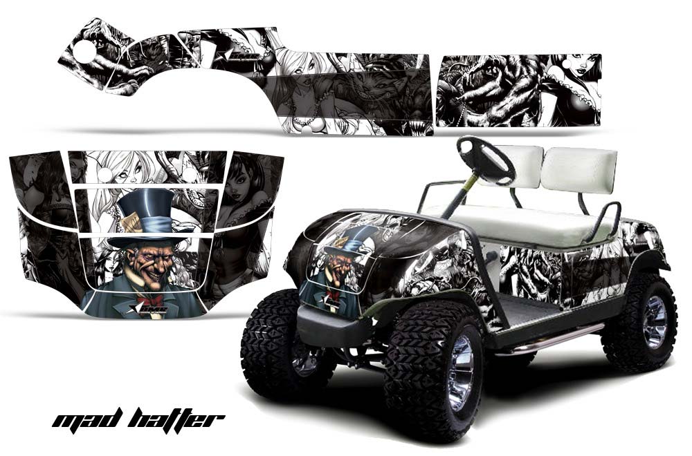 Yamaha G-Series Golf Cart Graphic Kit - 1995-2006 Mad Hatter White