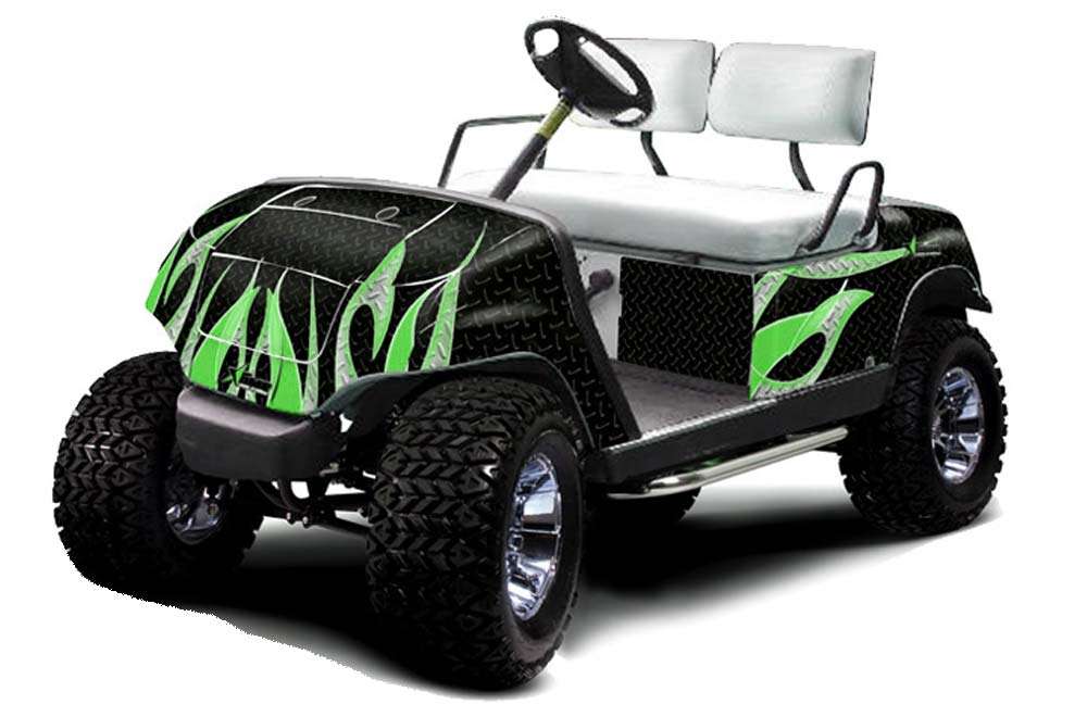 Yamaha G-Series Golf Cart Graphic Kit - 1995-2006 Tribal Flames Black