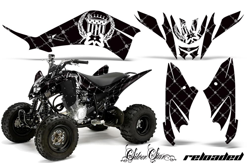 Yamaha Raptor 125 ATV Graphic Kit - 2011-2014 Silver Star - Reloaded Black