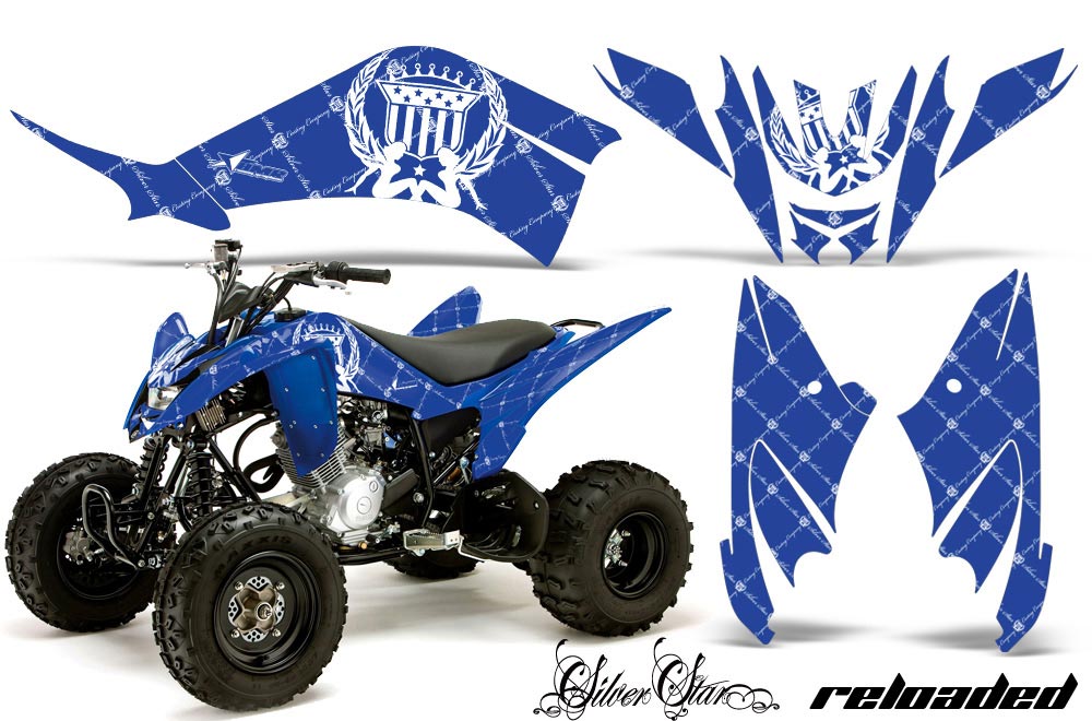 Yamaha Raptor 125 ATV Graphic Kit - 2011-2014 Silver Star - Reloaded Blue