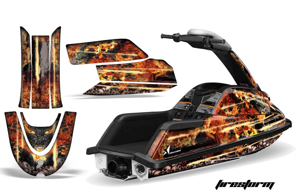 Yamaha Superjet Freestyle Jet Ski Graphic Kit (Round Nose) All Years Firestorm Black