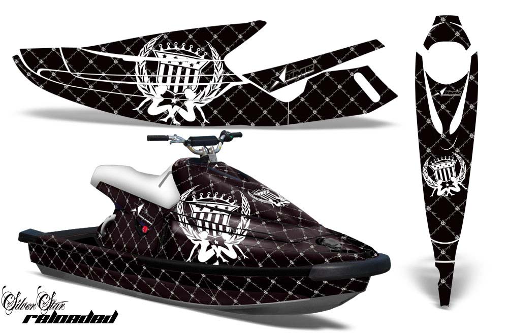 Yamaha Wave Blaster Jet Ski Graphic Kit - 1993-1996 Silver Star - Reloaded Black