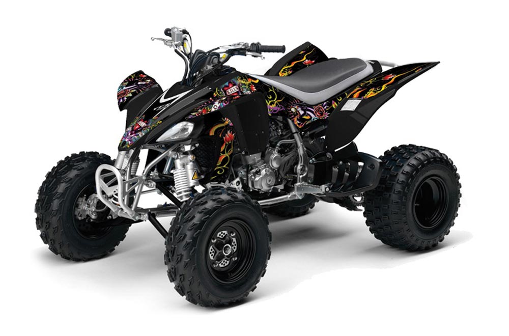 Yamaha YFZ 450 ATV Graphic Kit - 2004-2014 Ed Hardy - Love Kills Black
