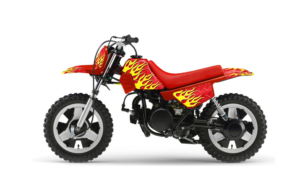 Yamaha PW80 Dirt Bike Graphic Kit - 1996-2006 Diamond Flames Red