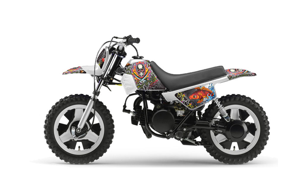 Yamaha PW80 Dirt Bike Graphic Kit - 1996-2006 Ed Hardy - Pirates White