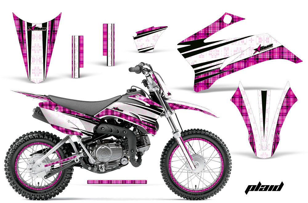 Yamaha TTR110 Dirt Bike Graphic Kit - 2008-2022 Plaid Pink
