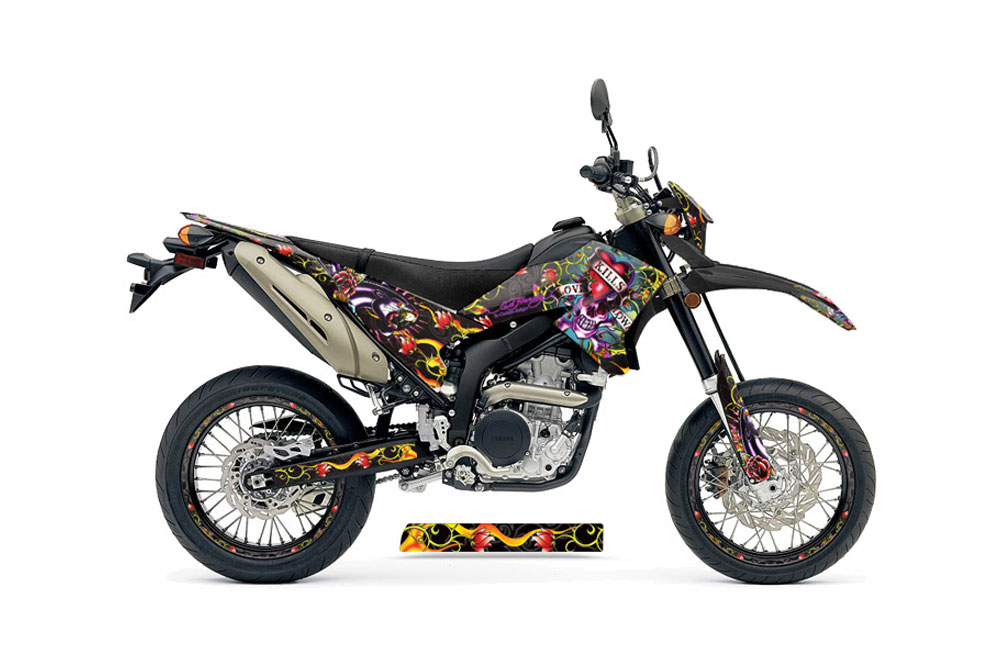 Yamaha WR250 R/X Dirt Bike Graphic Kit - 2007-2016 Ed Hardy - Love Kills Black