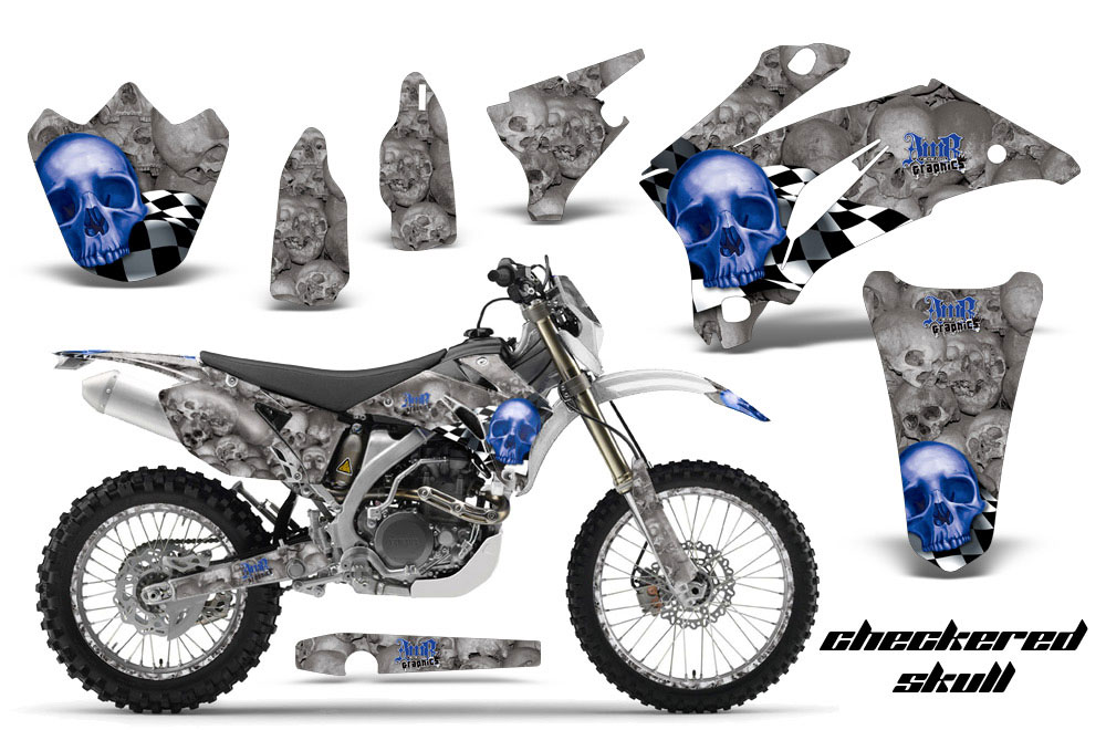 Yamaha WR450F Dirt Bike Graphic Kit - 2007-2011 Checkered Skull Silver