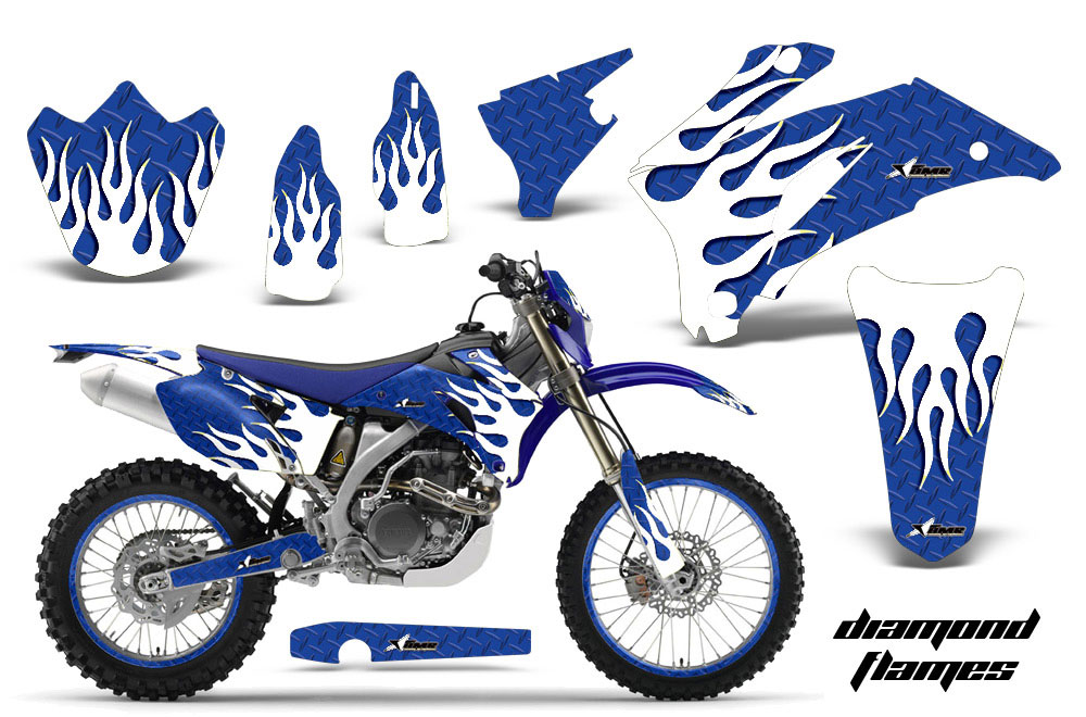Yamaha WR450F Dirt Bike Graphic Kit - 2007-2011 Diamond Flames Blue